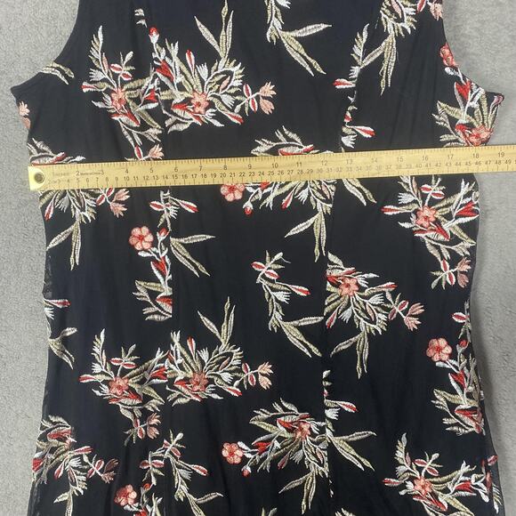 Alfani Woman Dress Womens 16W Black Floral Embroidered Sleeveless Mesh Asym Hem - Picture 7 of 12